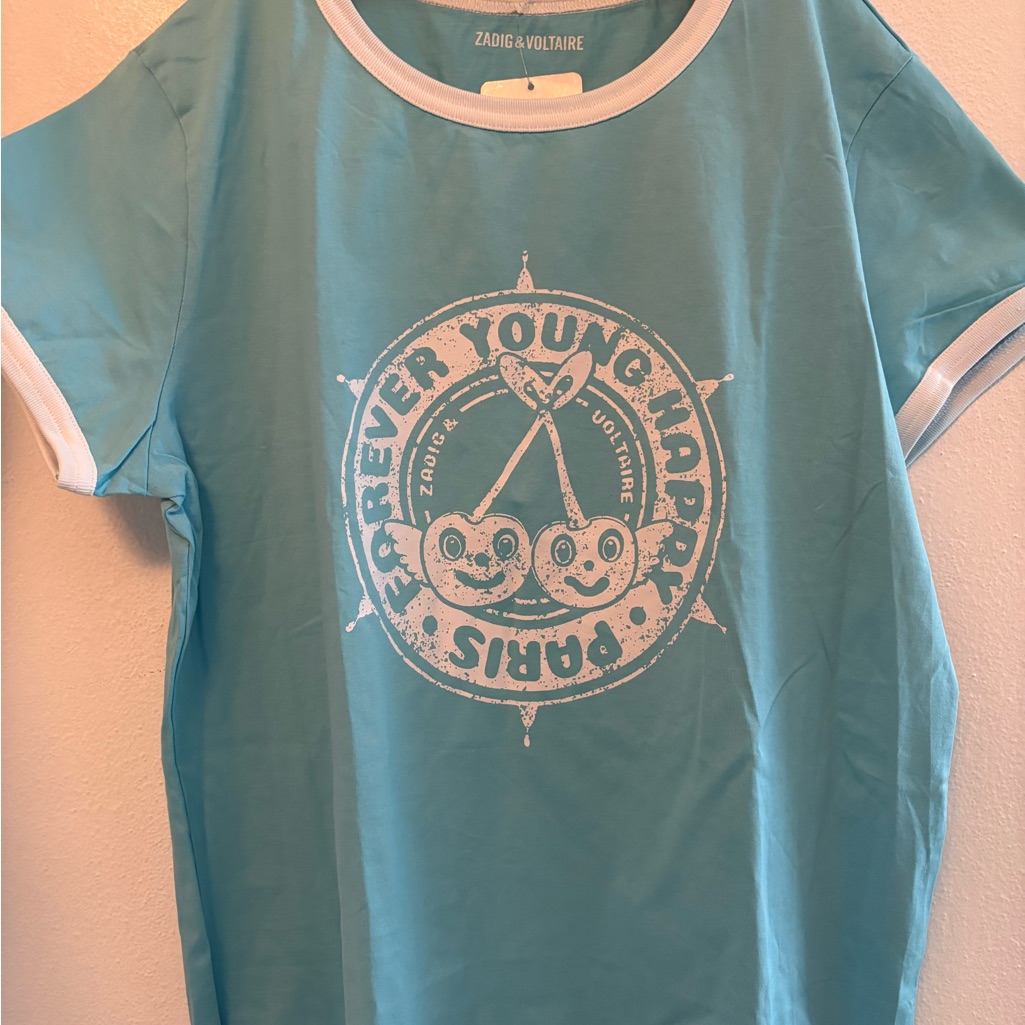 Zadig & Voltaire Kids Teal T-Shirt With White Accents